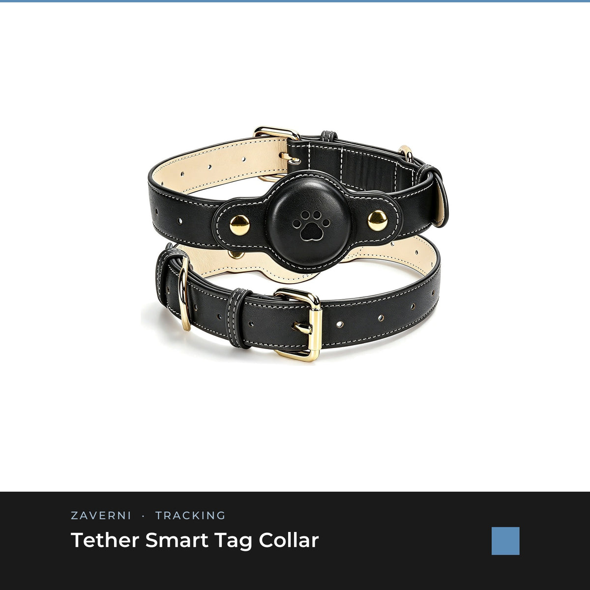 Zaverni Tether Smart Tag Collar - Black