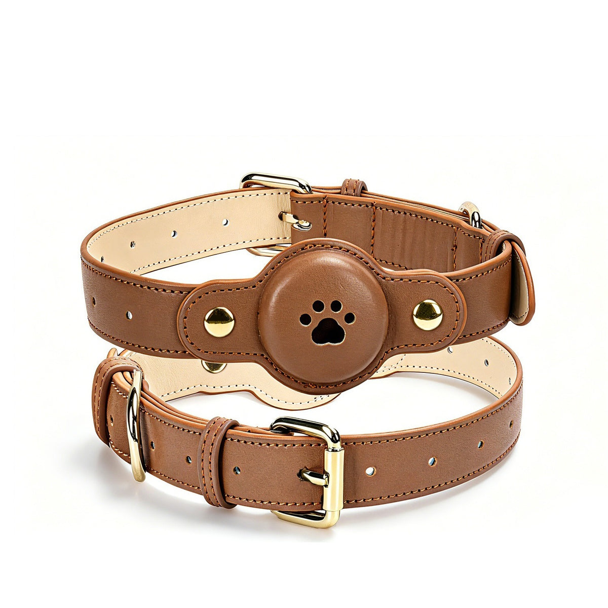 Zaverni Tether Smart Tag Collar - Saddle Brown