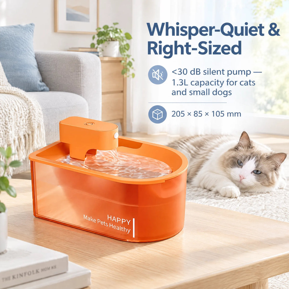 Whisper-quiet pump · 1.3 L